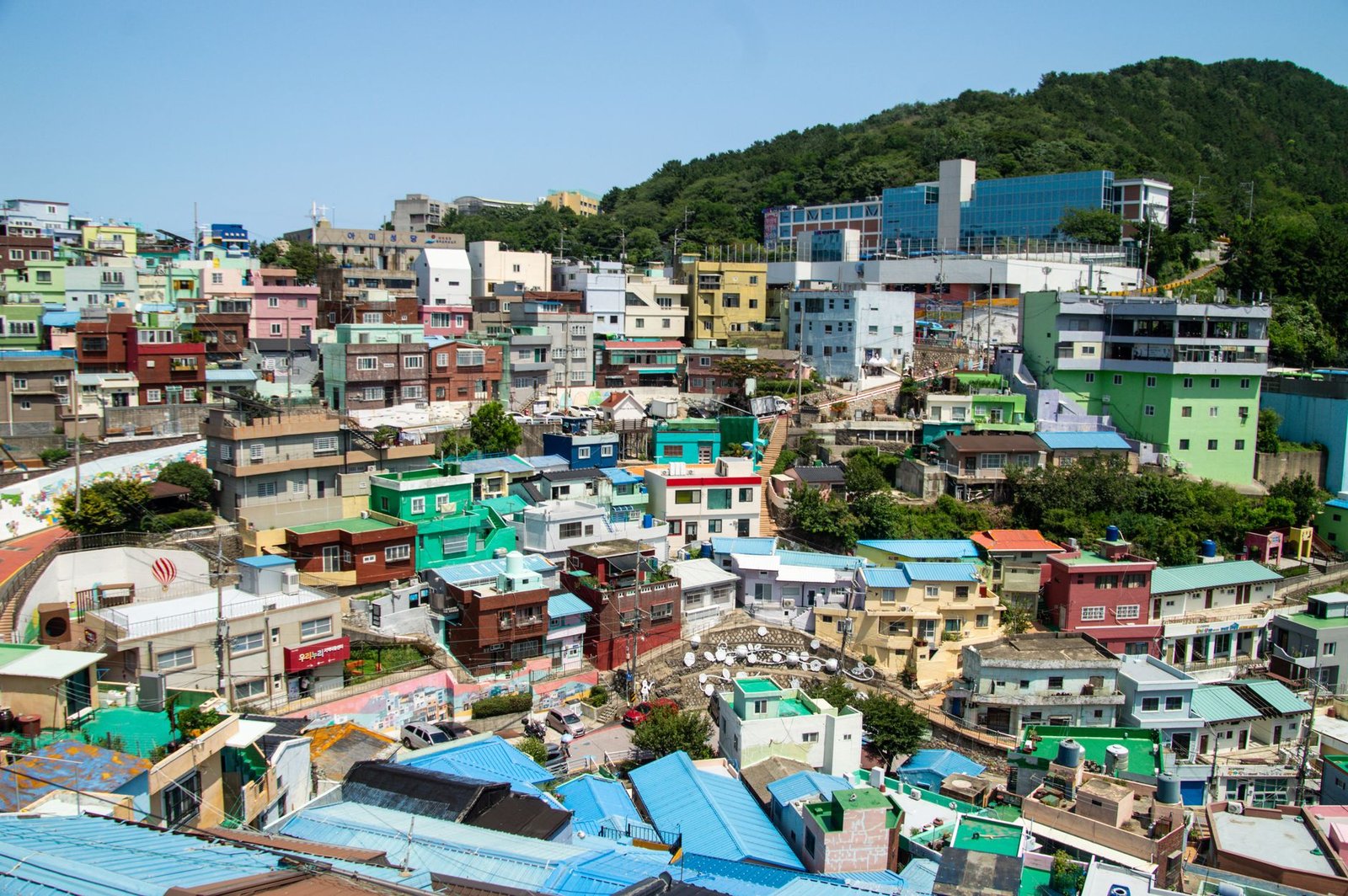 Colorful houses in Gamcheon Culture Village, showcasing vibrant urban scenery and unique architecture